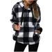 ZyeKqe Sherpa Fleece Sweatshirts for Women 1/4 Zip Plaid Pullover Athletic Hoodie Fuzzy Coat with Pockets