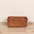 (Coffee) Woven Seagrass Storage Baskets Straw Rattan Basket Desk Organizer Picnic Basket Fruit Storage Box Cosmetic Storage Container