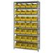 Quantum Storage Systems 268937YL QSBU-240 Steel Shelving with 28 Giant Stacking Bins Yellow - 12 x 36 x 75 in.
