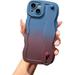 Compatible with iPhone 15 6.1 Case with Wrist Strap & Stand Cute Wavy Case with Camera Lens Cover Gradient Color Soft Silicone Shockproof Protect Phone Case for Women Men (Blue Wine Red)