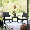 HBBOOMLIFE 3 Pieces Patio Set Outdoor Chairs Wicker Patio Sets - Modern Bistro Set Rattan Chair Conversation Sets with Coffee Table for Porch Balcony (All-Weather)(3-Pieces Black&Wh