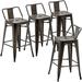 HBBOOMLIFE Changjie Metal Barstools Set of 4 Industrial Stools Counter Stools with Backs Indoor-Outdoor Counter Height Stools (26 inch Silver)