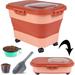 Dog Food Storage Container Collapsible 23 lbs Large Pet Cat Food Container with Wheels Airtight Kitchen Cereal Rice Storage with Transparent Lid Measuring Cup Spoon Foldable Bowl