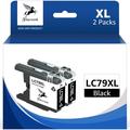 LC71 LC75 Black Ink Cartridge campatible for Brother LC75 LC75BK LC79 LC71 XL High-Yield Ink for Brother MFC-J280W MFC-J425W MFC-J430W Printer 600 Page-Yield Black 2/Pack