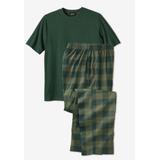 Men's Big & Tall Jersey Knit Plaid Pajama Set by KingSize in Tonal Green Plaid (Size 2XL) Pajamas