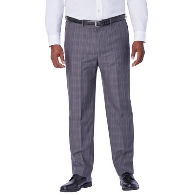 Men's Big & Tall KS Signature Easy Movement® Plain Front Expandable Suit Separate Dress Pants by KS Signature in Black Plaid (Size 50 40)