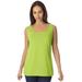 Plus Size Women's Horseshoe Neck Tank by Jessica London in Dark Lime (Size 18/20) Top Stretch Cotton