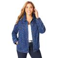 Plus Size Women's Classic Cotton Denim Jacket by Jessica London in Medium Stonewash Zebra (Size 16) 100% Cotton Jean Jacket