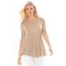 Plus Size Women's Stretch Cotton Peplum Tunic by Jessica London in New Khaki (Size 22/24) Top