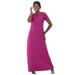 Plus Size Women's Stretch Cotton T-Shirt Maxi Dress by Jessica London in Raspberry (Size 32)