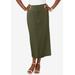 Plus Size Women's True Fit Stretch Denim Midi Skirt by Jessica London in Dark Olive Green (Size 16 W)