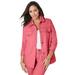 Plus Size Women's Classic Cotton Denim Jacket by Jessica London in Tea Rose (Size 32) 100% Cotton Jean Jacket