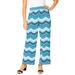 Plus Size Women's Everyday Stretch Knit Wide Leg Pant by Jessica London in Ocean Brushstroke Chevron (Size 18/20) Soft Lightweight Wide-Leg