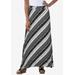 Plus Size Women's Everyday Stretch Knit Maxi Skirt by Jessica London in Black Bias Brushstroke (Size 22/24) Soft & Lightweight Long Length
