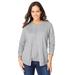 Plus Size Women's Fine Gauge Cardigan by Jessica London in Heather Grey (Size 14/16) Sweater