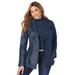 Plus Size Women's Leather Blazer by Jessica London in Navy (Size 16 W)