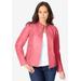 Plus Size Women's Zip Front Leather Jacket by Jessica London in Tea Rose (Size 14 W)