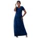 Plus Size Women's Stretch Cotton T-Shirt Maxi Dress by Jessica London in Dark Sapphire Cheetah Print (Size 12)