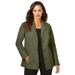 Plus Size Women's Leather Blazer by Jessica London in Dark Olive Green (Size 32 W)