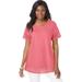 Plus Size Women's Stretch Cotton Crochet Trim Tunic by Jessica London in Tea Rose (Size 30/32) Long Shirt