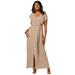 Plus Size Women's Knit Ruffle Maxi Dress by The London Collection in New Khaki (Size 32 W)