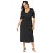 Plus Size Women's Stretch Knit Pleated Front Dress by Jessica London in Black Dot (Size 24 W)