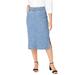 Plus Size Women's Comfort Waist Stretch Denim Midi Skirt by Jessica London in White Animal (Size 20) Elastic Waist Stretch Denim