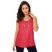 Plus Size Women's Stretch Cotton Horseshoe Neck Tank by Jessica London in Bright Red (Size 18/20) Top Stretch Cotton