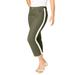 Plus Size Women's Classic Cotton Denim Capri by Jessica London in Dark Olive Green Stripe (Size 22) Jeans