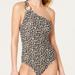 Michael Kors Swim | Michael Kors One Shoulder Leopard Print One Piece Swimsuit | Color: Brown/Green | Size: 8