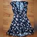 J. Crew Dresses | J. Crew Mercantile Mini Dress Faux Wrap Cap Sleeve Black Floral Size 00 | Color: Black/Pink | Size: 00