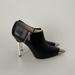 Michael Kors Shoes | Michael Michael Kors Black Leather Bootie Heels Silver Toe Size 7.5 | Color: Black/Silver | Size: 7.5