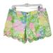 Lilly Pulitzer Shorts | Lilly Pulitzer Hibiscus Stroll Green Floral Buttercup Scalloped Shorts Size 10 | Color: Green/Pink | Size: 10