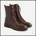 J. Crew Shoes | Euc J. Crew Lace Up Boots In Croc Embossed Leather Dark Walnut | Color: Brown | Size: 9