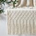 Anthropologie Bedding | New Anthropologie White Boho Tassel Fringe Pom Pom Knit Throw Blanket 50" X 80" | Color: White | Size: Os