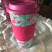 Lilly Pulitzer Dining | Lilly Pulitzer Thermal Ceramic Travel Mug And Lid Pink Blue Coastal Ocean Beach | Color: Green/Pink | Size: Os