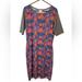 Lularoe Dresses | Lularoe Floral Prints Short Sleeves Midi Dress Size Xl | Color: Gray/Purple | Size: Xl