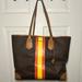 Michael Kors Bags | Michael Kors Eva Large Logo Stripe Tote | Color: Brown/Orange | Size: Os