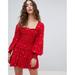 Free People Dresses | Free People Two Faces Printed Smocked Mini Dress In Red, Size Small | Color: Red | Size: S