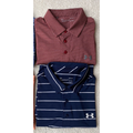Under Armour Shirts | Lot Of 2 Under Armour Loose Golf Polo Shirt Men's Large Striped Navy White Red | Color: Red/White | Size: L