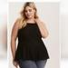 Torrid Tops | Euc Torrid Size 3 Black Black Lace High Neck Peplum Top. | Color: Black | Size: Torrid 3