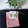 Kate Spade Jewelry | New Kate Spade Flower Leather White Earrings | Color: Gold/White | Size: Os