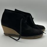 J. Crew Shoes | J Crew Suede Wedge Boots Booties Tie Up Crepe Sole Black 9 Women's Macalister | Color: Black | Size: 9