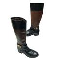 Michael Kors Shoes | Michael Kors Jet Set 6 Black Brown Leather Zip Riding Boots | Color: Black/Brown | Size: 7.5