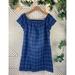 Madewell Dresses | Madewell Blue Black Plaid Linen Blend Off Shoulder Shift Dress Size 2 Pockets | Color: Black/Blue | Size: 2