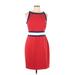Banana Republic Casual Dress - Sheath Crew Neck Sleeveless: Red Color Block Dresses - Women's Size 10