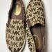 Michael Kors Shoes | Micheal Kors Women’s Flat Slip On Two Tone Logo Flats | Color: Brown/Tan | Size: 8.5