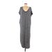 Love Kuza Casual Dress - Midi Scoop Neck Short sleeves: Gray Print Dresses - Women's Size Medium