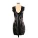 Shein Casual Dress - Party Plunge Sleeveless: Black Print Dresses - New - Women's Size 6