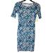 Lularoe Dresses | Lularoe Julia Dress Short Sleeve Geometric Blue & Pink Size Xxs New Read | Color: Blue/Green/Pink | Size: Xxs
